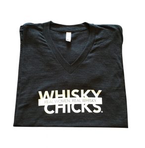 Whisky Chicks black v-neck shirt folded