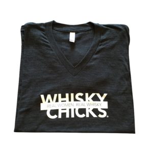 Whisky Chicks black v-neck shirt folded