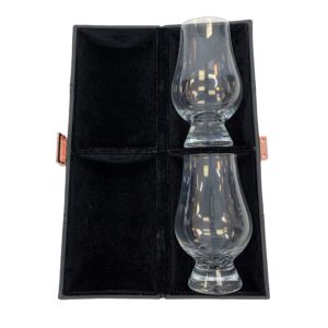 open glencairn travel case with two traditional whiskey glasses