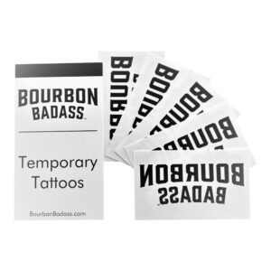 set of temporary bourbon badass tattoos