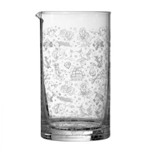 Urban Bar mixing glass with traditional tattoo decoration