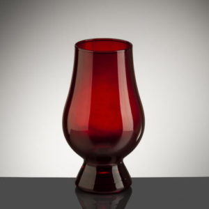 red glencairn glass with gray background