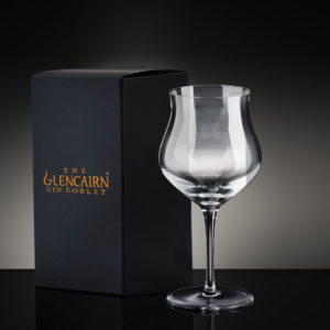 Glencairn Gin Goblet & black presentation box with gray background