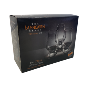 Glencairn glass set of three glasses and tasting tray