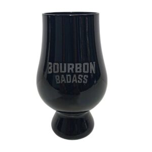 Black Glencairn Glass with Bourbon badass logo