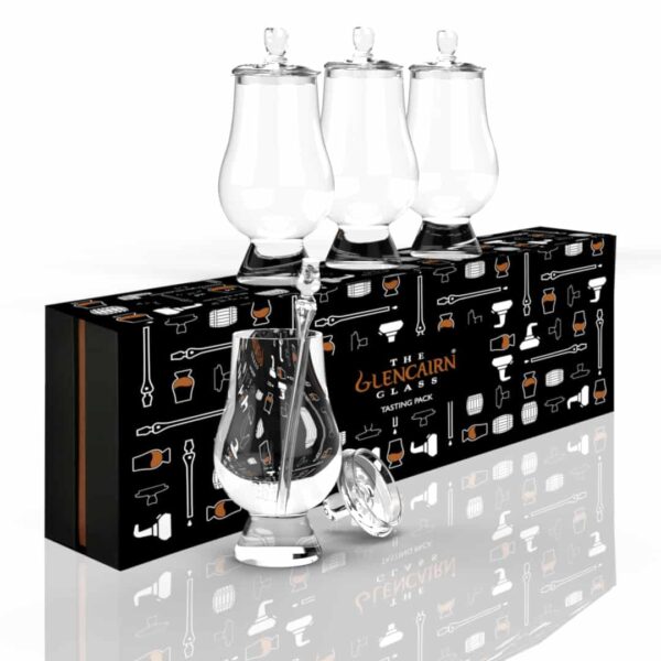 Glencairn tasting pack with 4 glasses, caps and pipette